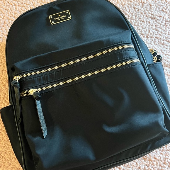Kate Spade Black Nylon Backpack with Gold Accents - Picture 1 of 2